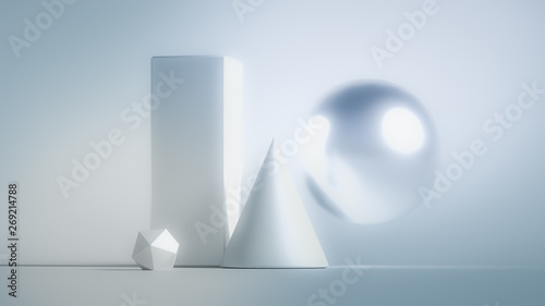 Abstract minimalism background. 3d illustration, 3d rendering.