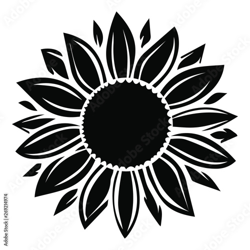 Sunflower vector illustration in black color
