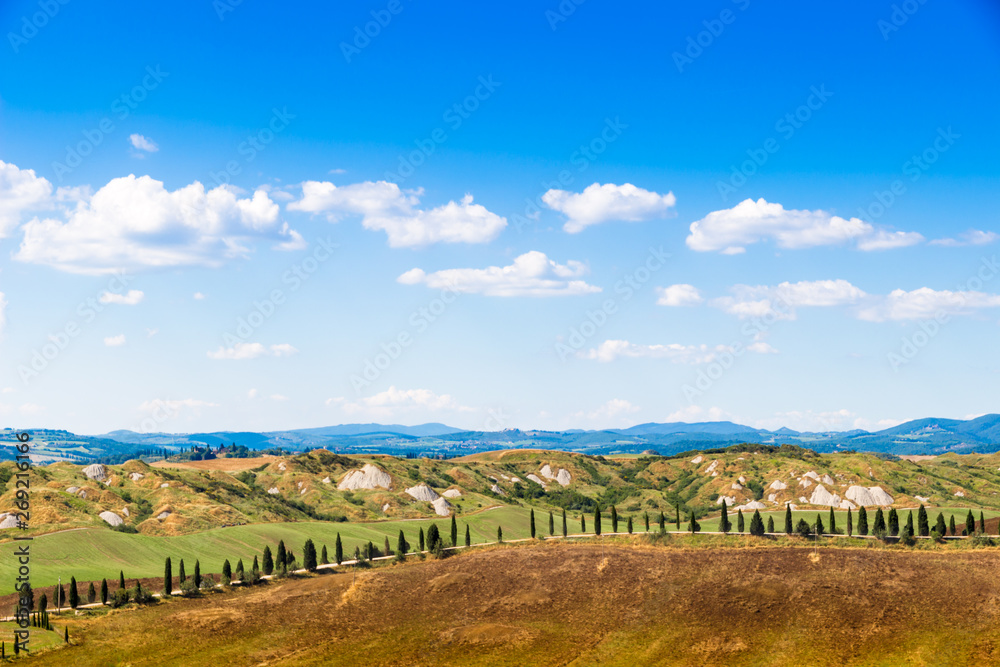 Summer view of Crete Senesi in Tuscany, Italy