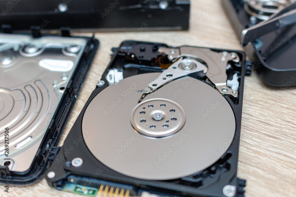 old broken hard disk drives composition in a repair recovery service old broken hard disk drives composition in a repair recovery service