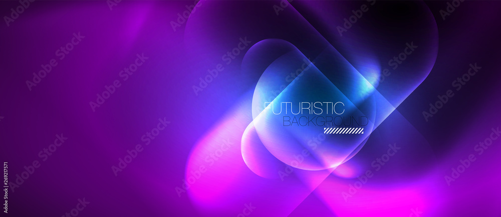 Blue neon round shapes techno background Blue neon round shapes techno background