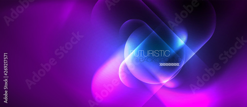 Blue neon round shapes techno background
