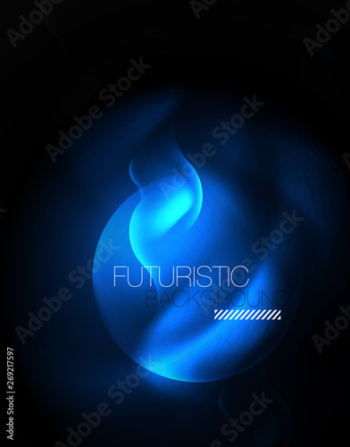 Shiny neon geometric waves template