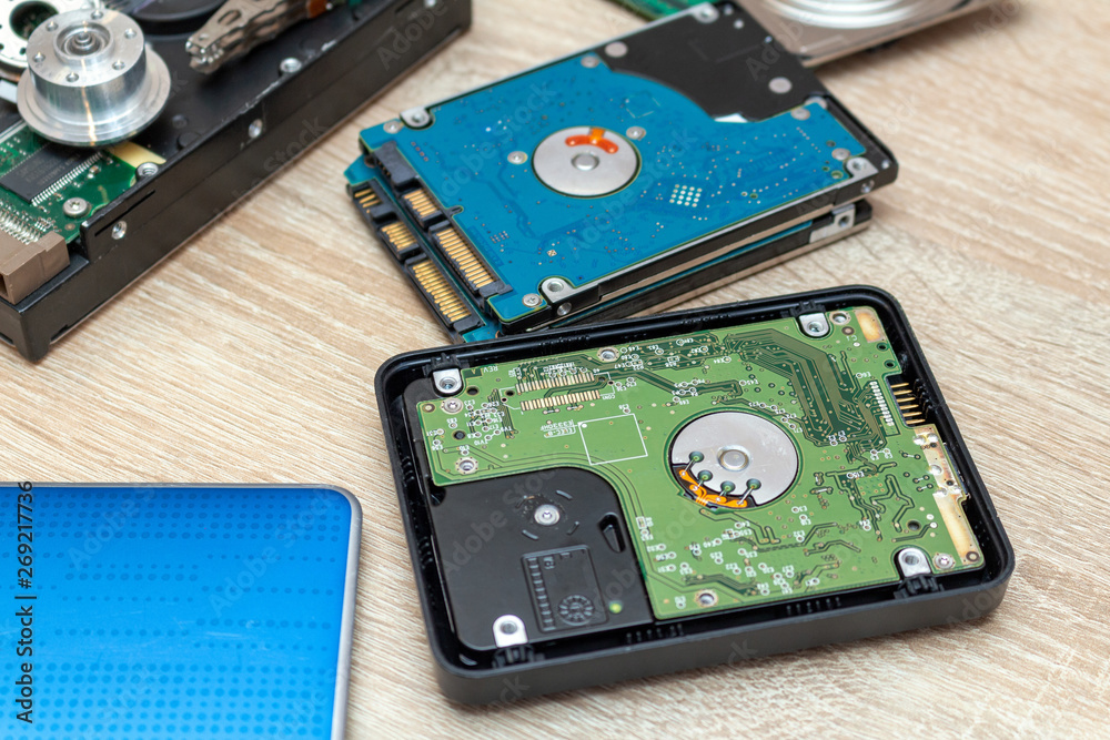 old broken hard disk drives composition in a repair recovery service old broken hard disk drives composition in a repair recovery service