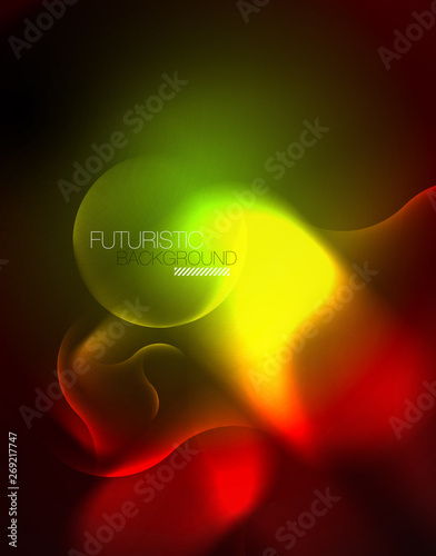 Shiny neon geometric waves template