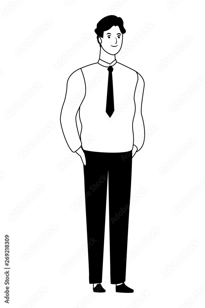 man avatar cartoon character in black and white vector illustration man avatar cartoon character in black and white vector illustration