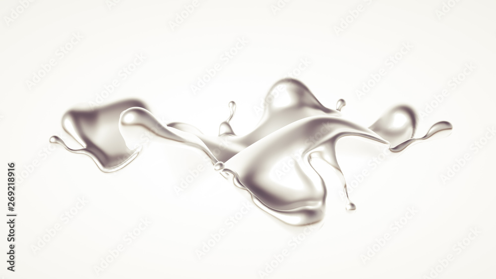 Silver splash. 3d illustration, 3d rendering.