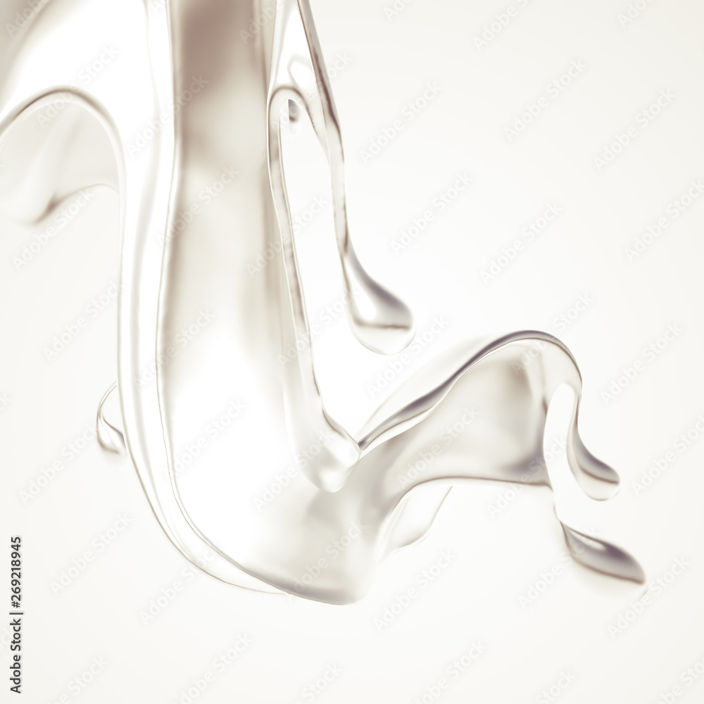 Silver splash. 3d illustration, 3d rendering.