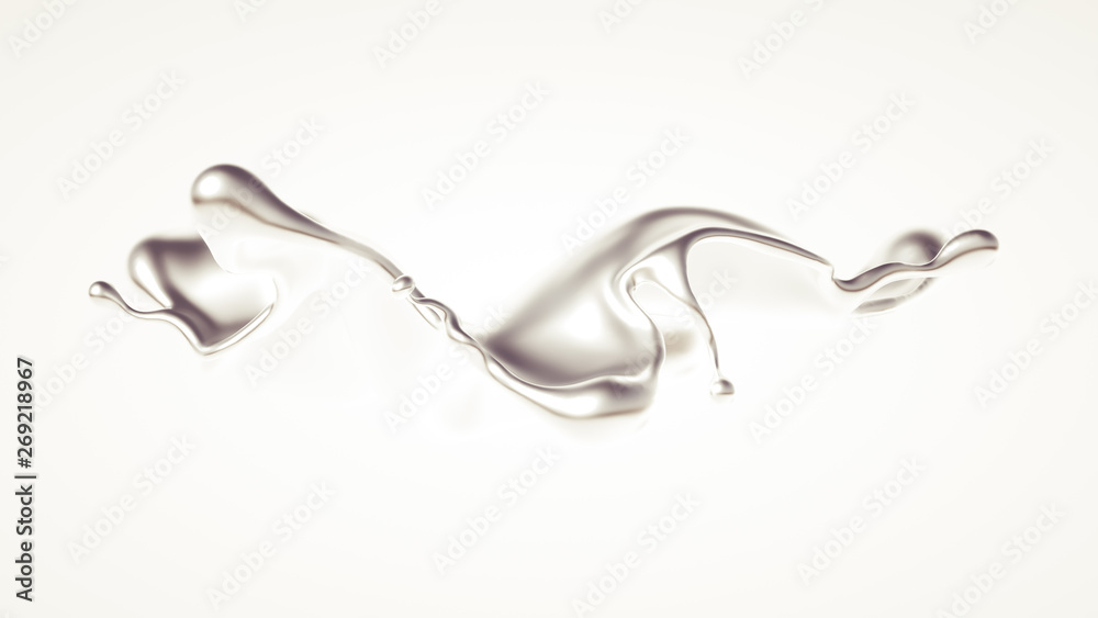 Silver splash. 3d illustration, 3d rendering.