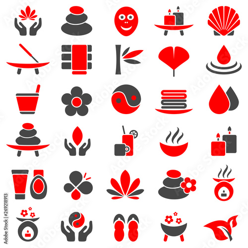 30 Wellness Icons Rot/Grau