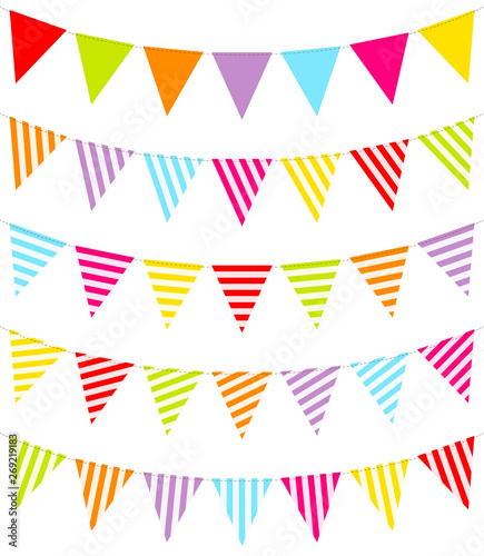 5 Bunte Wimpelketten Streifen
