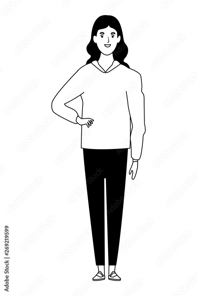 woman avatar cartoon character in black and white vector illustration woman avatar cartoon character in black and white vector illustration