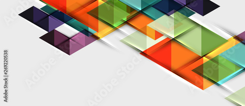 Abstract geometric background. Modern overlapping triangles. Unusual color shapes for your message. Business or tech presentation, app cover template