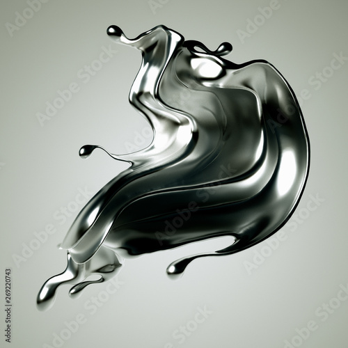 Silver splash. 3d illustration, 3d rendering.