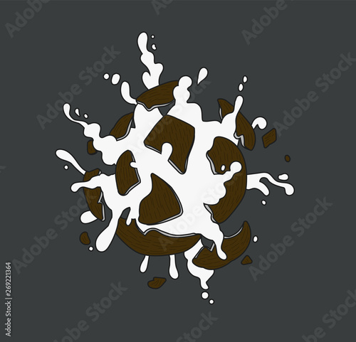 Coconut splash  milk cartoon illustration
