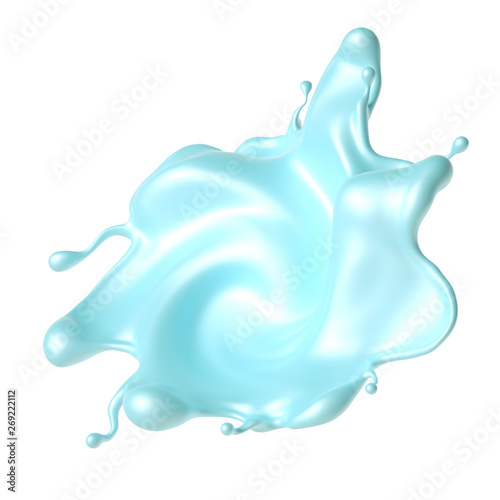 Beautiful turquoise paint splash. 3d illustration, 3d rendering.