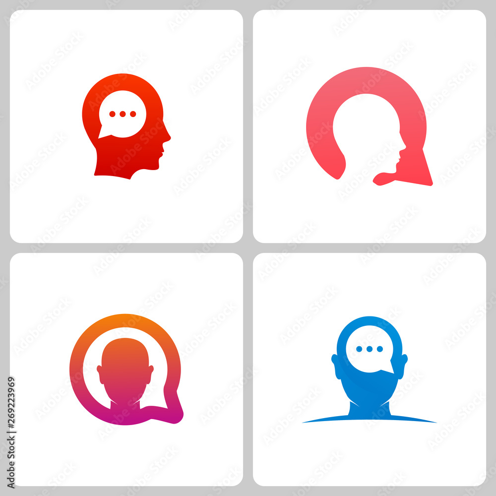 Set of Head Chat Logo Template Design Vector, Emblem, Design Concept, Creative Symbol, Icon Set of Head Chat Logo Template Design Vector, Emblem, Design Concept, Creative Symbol, Icon