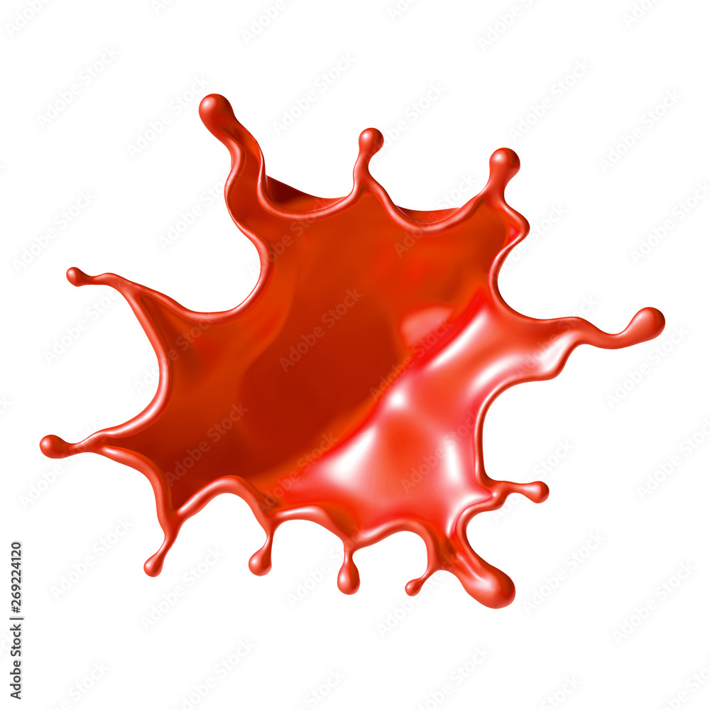 Beautiful red paint splash. 3d illustration, 3d rendering.