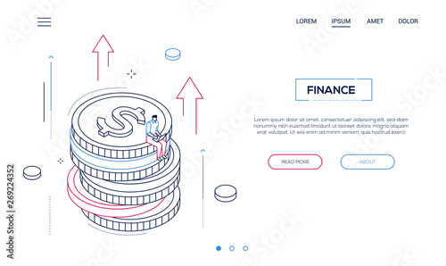 Finance concept - line design style isometric web banner