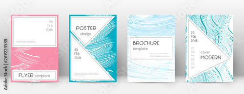 Cover page design template. Stylish brochure layout. Charming trendy abstract cover page. Pink and blue grunge texture background. Flawless poster.