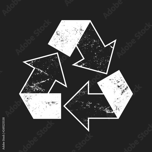 Vector recycle symbol. Grunge icon.