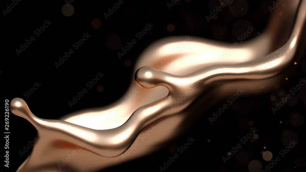 Elegant, luxury splash of gold liquid. 3d illustration, 3d rendering. Elegant, luxury splash of gold liquid. 3d illustration, 3d rendering.