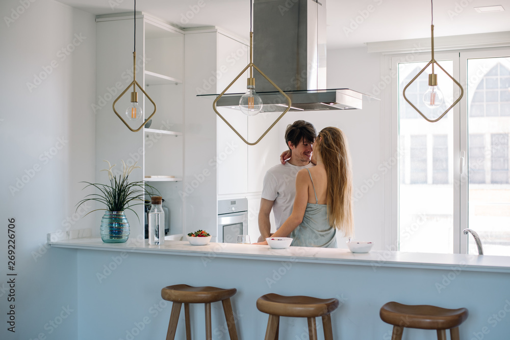 Couple having breakfast at home