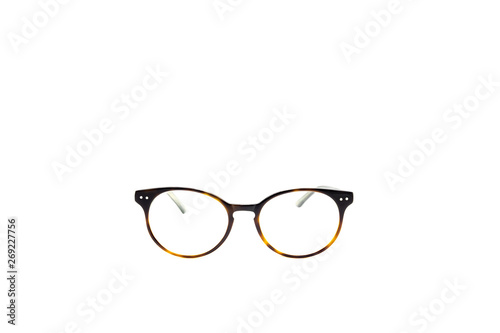 Round frame eye glasses isolated in white background.