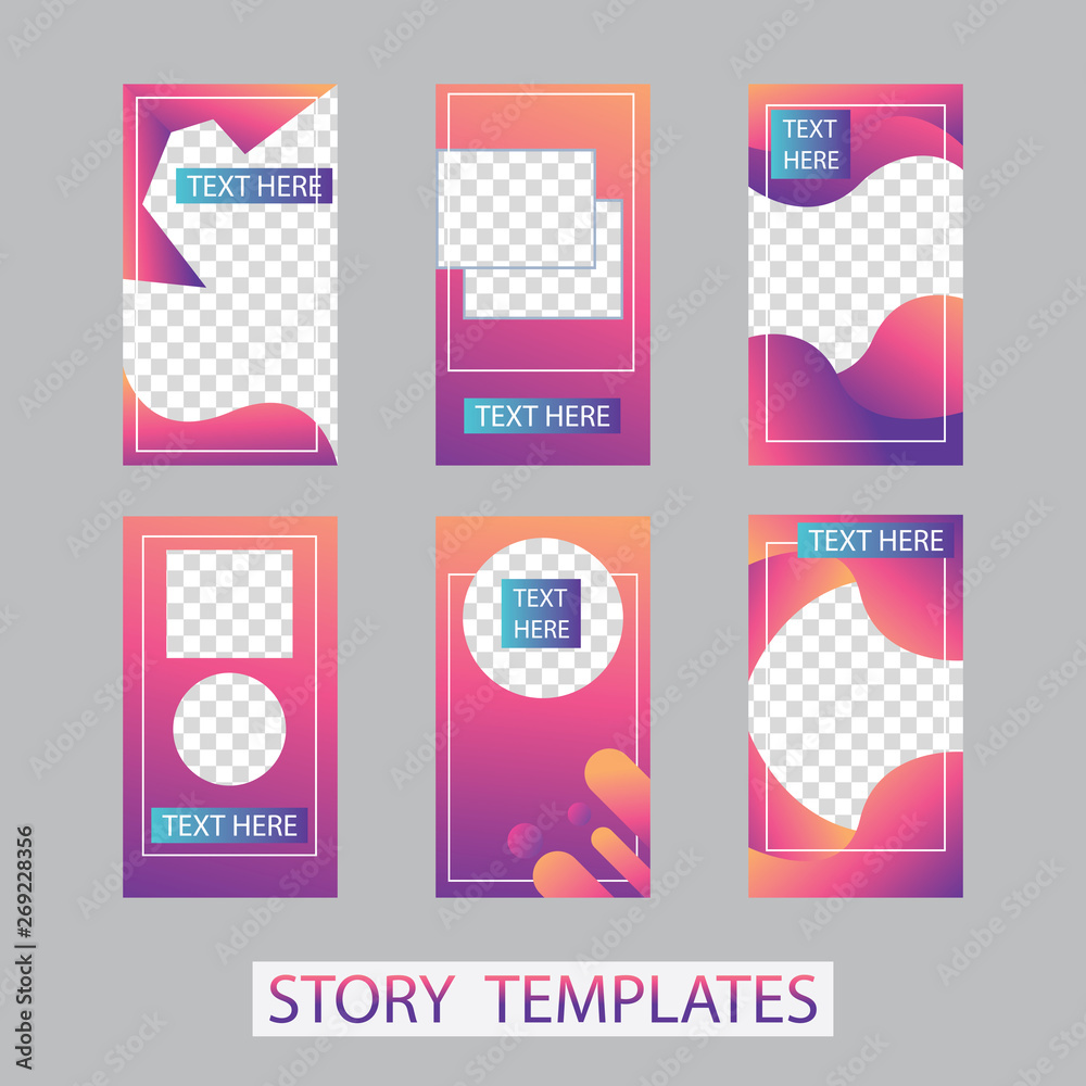 Vector illustration stories template set with liquid abstract modern gradient background for banner sale, presentation, flyer, poster, invitation. modern stories template design.