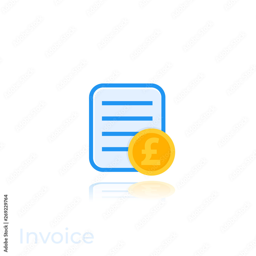 Invoice icon with pound on white Invoice icon with pound on white