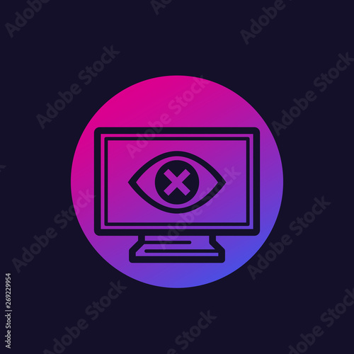 Parental control vector icon with eye on screen