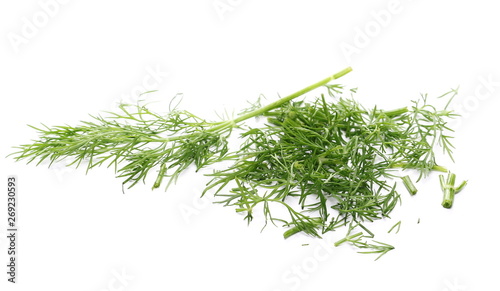 Fresh green dill isolated on white background