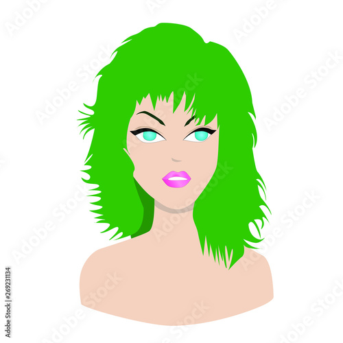 Vector cara chica de pelo verde