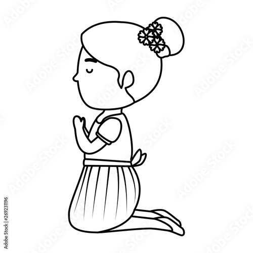 little girl kneeling first communion character