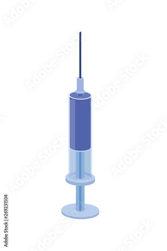 syringe with liquid isolated icon
