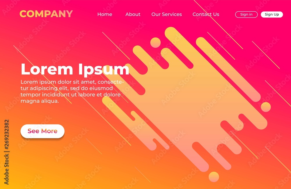 Abstract background design with dynamic shape. Landing page template for website Abstract background design with dynamic shape. Landing page template for website