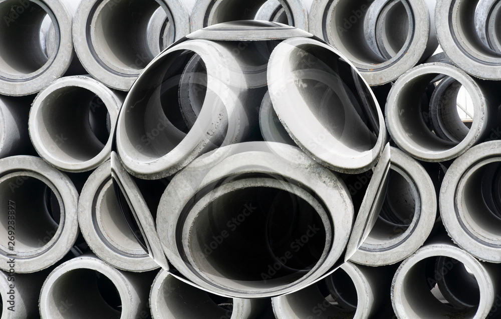 Concrete pipes photo taken through a lens ball, use it as art, abstract or background Concrete pipes photo taken through a lens ball, use it as art, abstract or background
