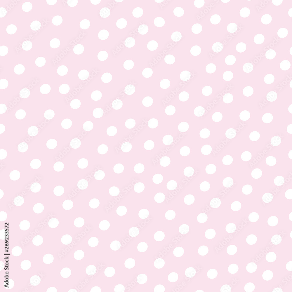 White hand drawn dots in random design. Seamless vector pattern on pastel pink background. Great for wellness, beauty, wedding products, baby shower, giftwrap, stationery, packaging