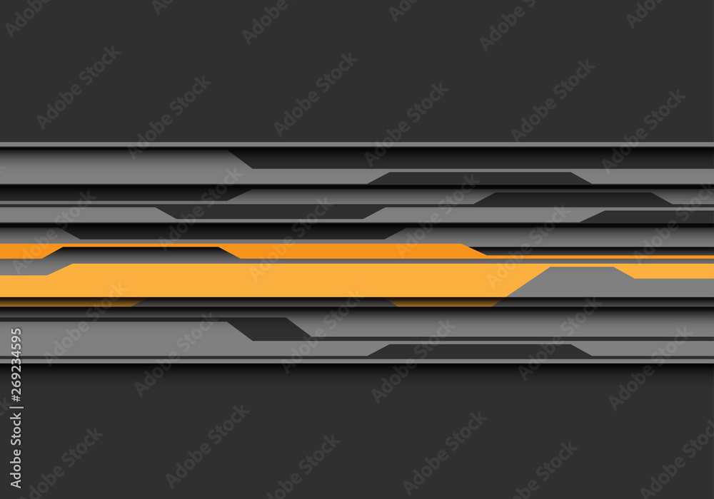 Abstract yellow grey circuit line overlap on dark design modern futuristic technology background vector illustration. Abstract yellow grey circuit line overlap on dark design modern futuristic technology background vector illustration.