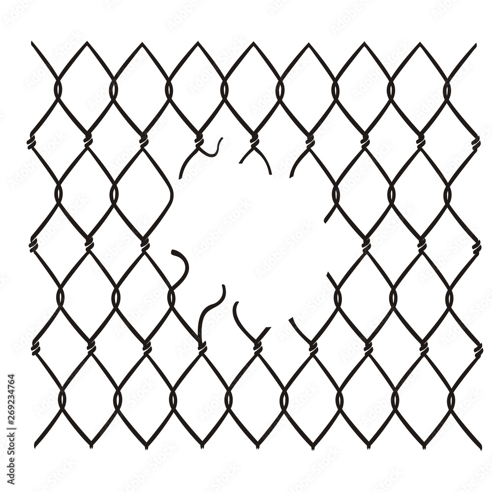 Chain Link Fence Damaged Vector Stock Vector Adobe Stock