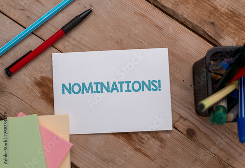 Foto Conceptual hand writing showing Nominations