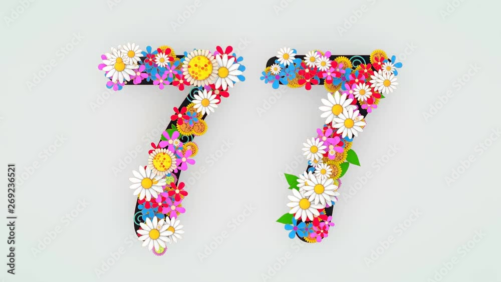 Numerical digit floral animation, 77. Numerical digit floral animation, 77.