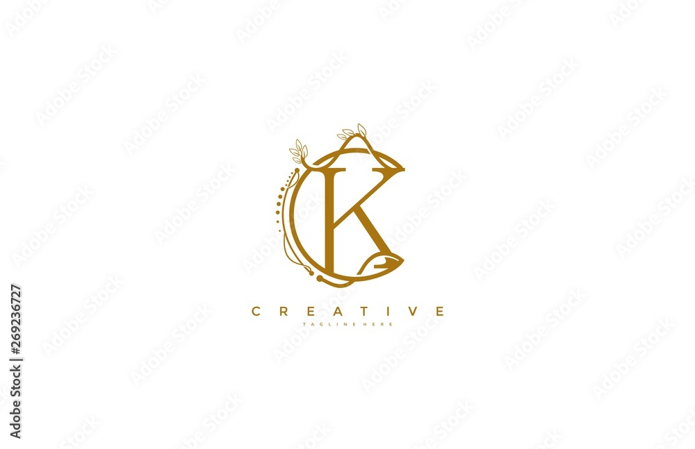Letter K Floral Monogram Rounded Ornate Elegant Logo Design Letter K Floral Monogram Rounded Ornate Elegant Logo Design
