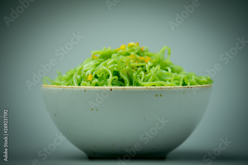 Chinese green jade egg noodle