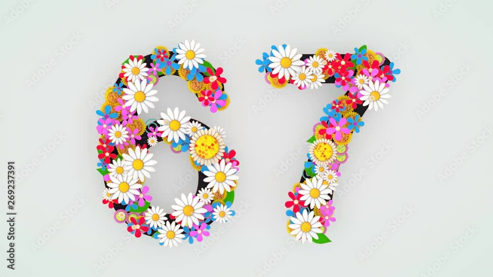 Numerical digit floral animation, 67. Numerical digit floral animation, 67.