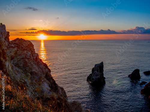 【静岡県伊豆半島ジオパーク】西伊豆黄金崎の夕景【秋】