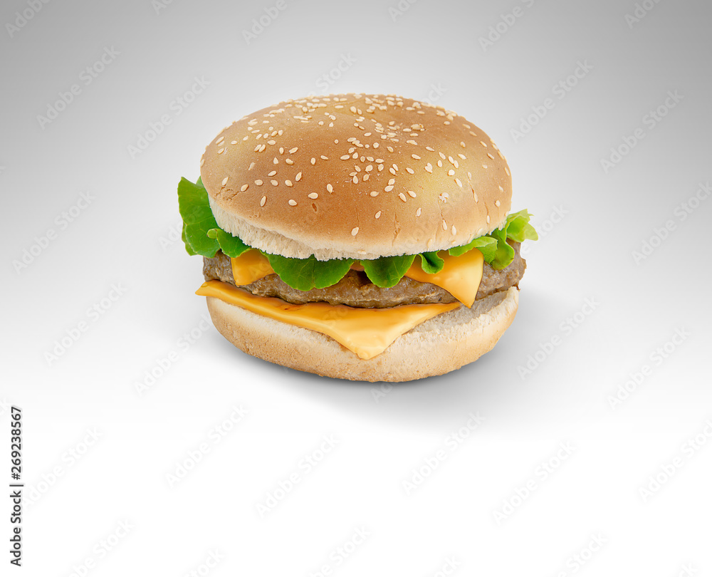 panico con hamburger, lattuga e formaggio panico con hamburger, lattuga e formaggio