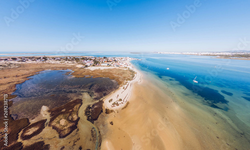 Aerial view of Ria Formosa. Armona Island, Algarve, Portugal photo
