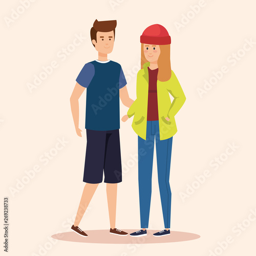 boy and girl couple with casual clothes