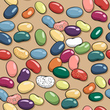 Colorful seamless pattern with hand-drawn jelly bean.